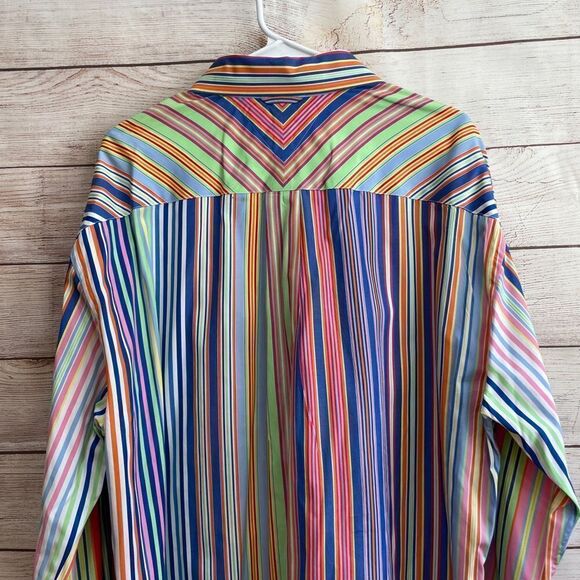 VINTAGE TOMMY HILFIGER BRIGHT MULTICOLORED STRIPES SHIRT - Picture 8 of 10
